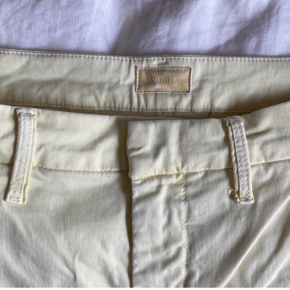 MOTHER  “The Roller Prep” Wide Leg Pants in butter yellow color “Killing Time” - Picture 4 of 11